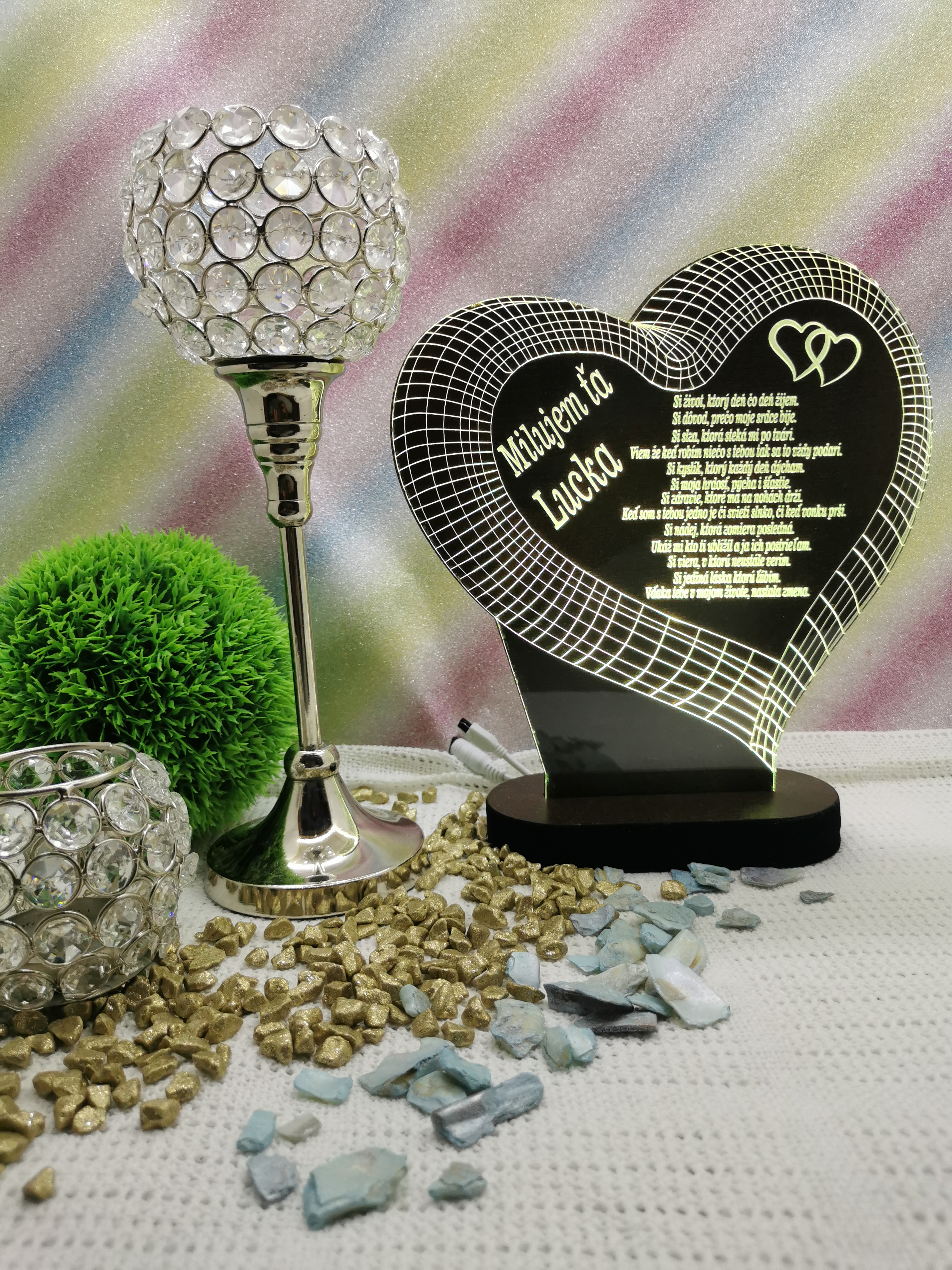 Nočná lampa s odkazom lásky na diaľkové ovládanie 