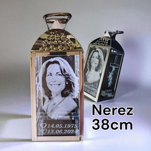 Náhrobný svietnik Nerezový 38cm s fotografiou