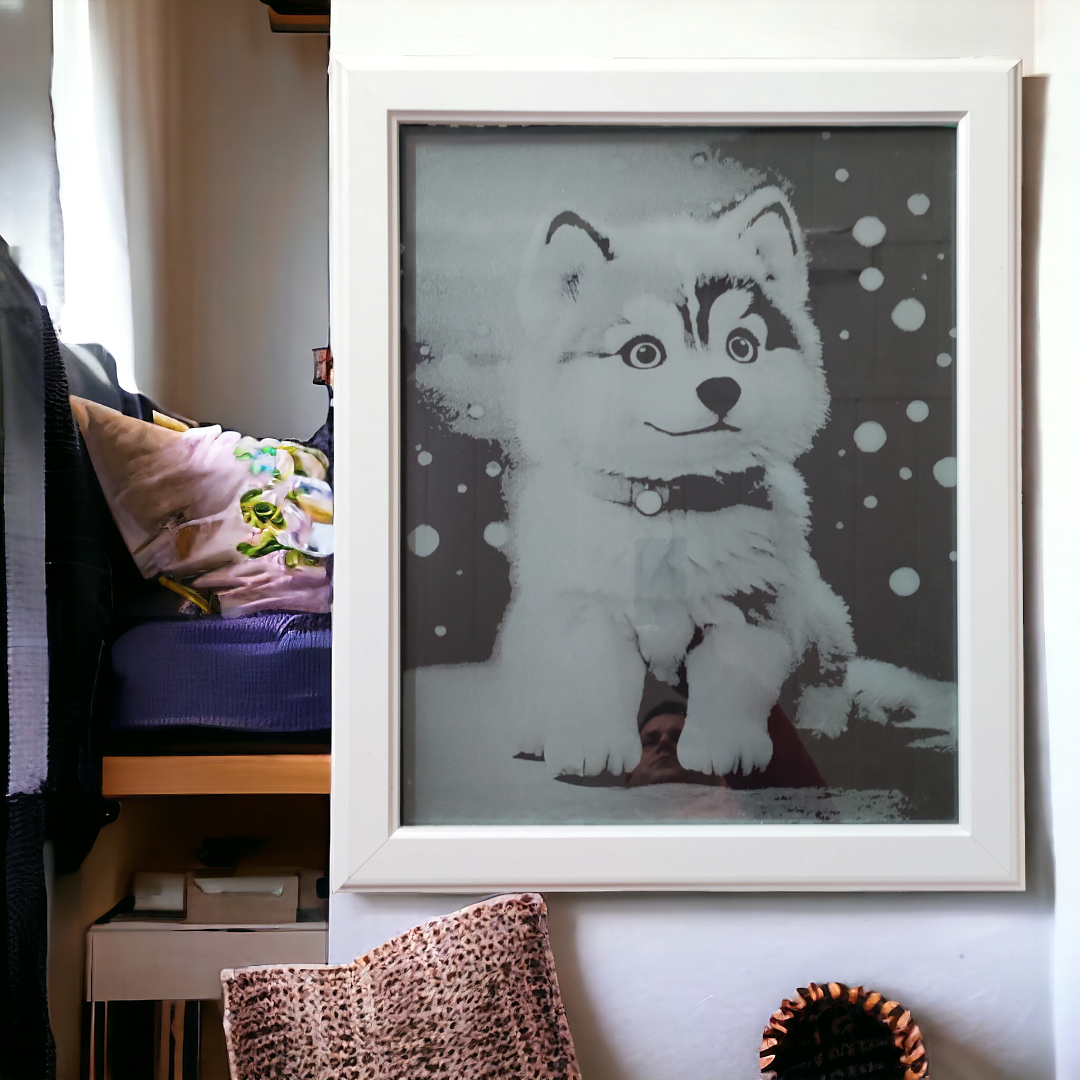 Gravírovaný osvetlený obraz