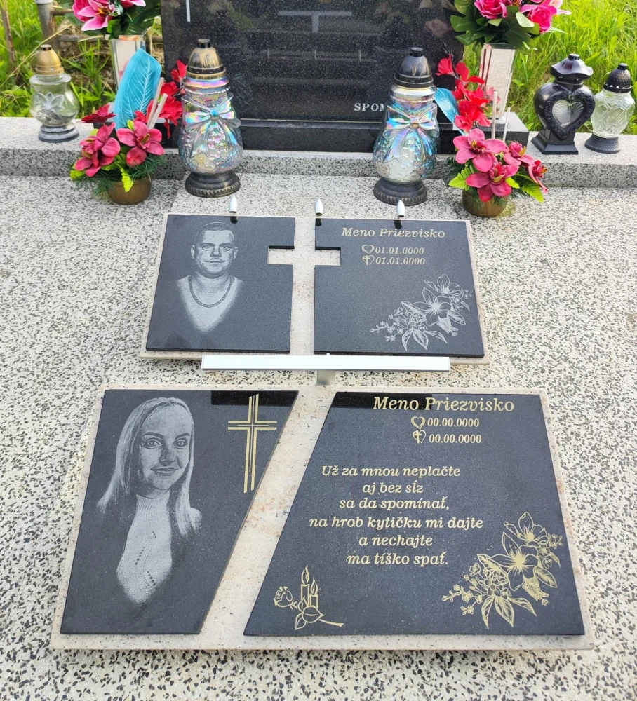 Osvetlená rezaná žulová platňa Lucia 60x30cm s fotografiou