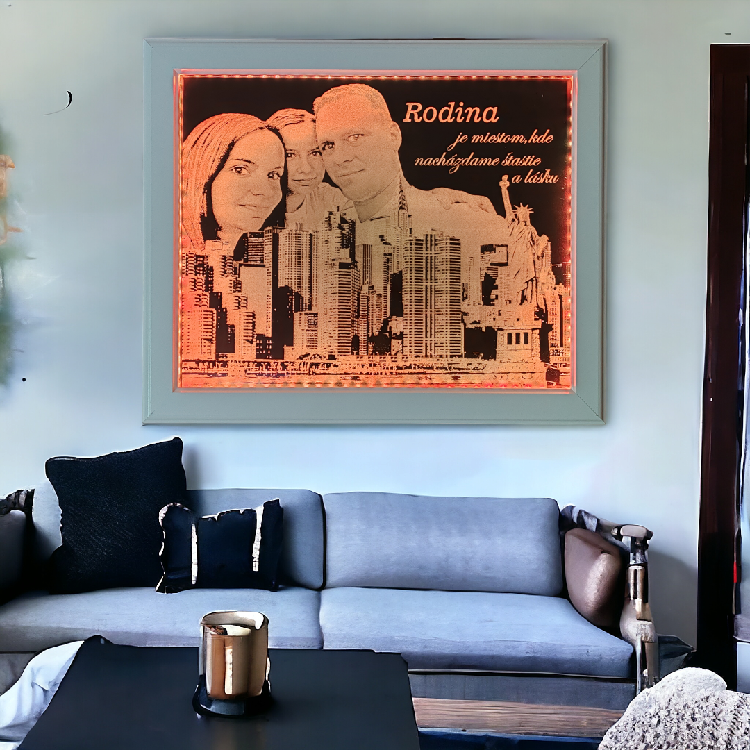 Gravírovaný osvetlený obraz