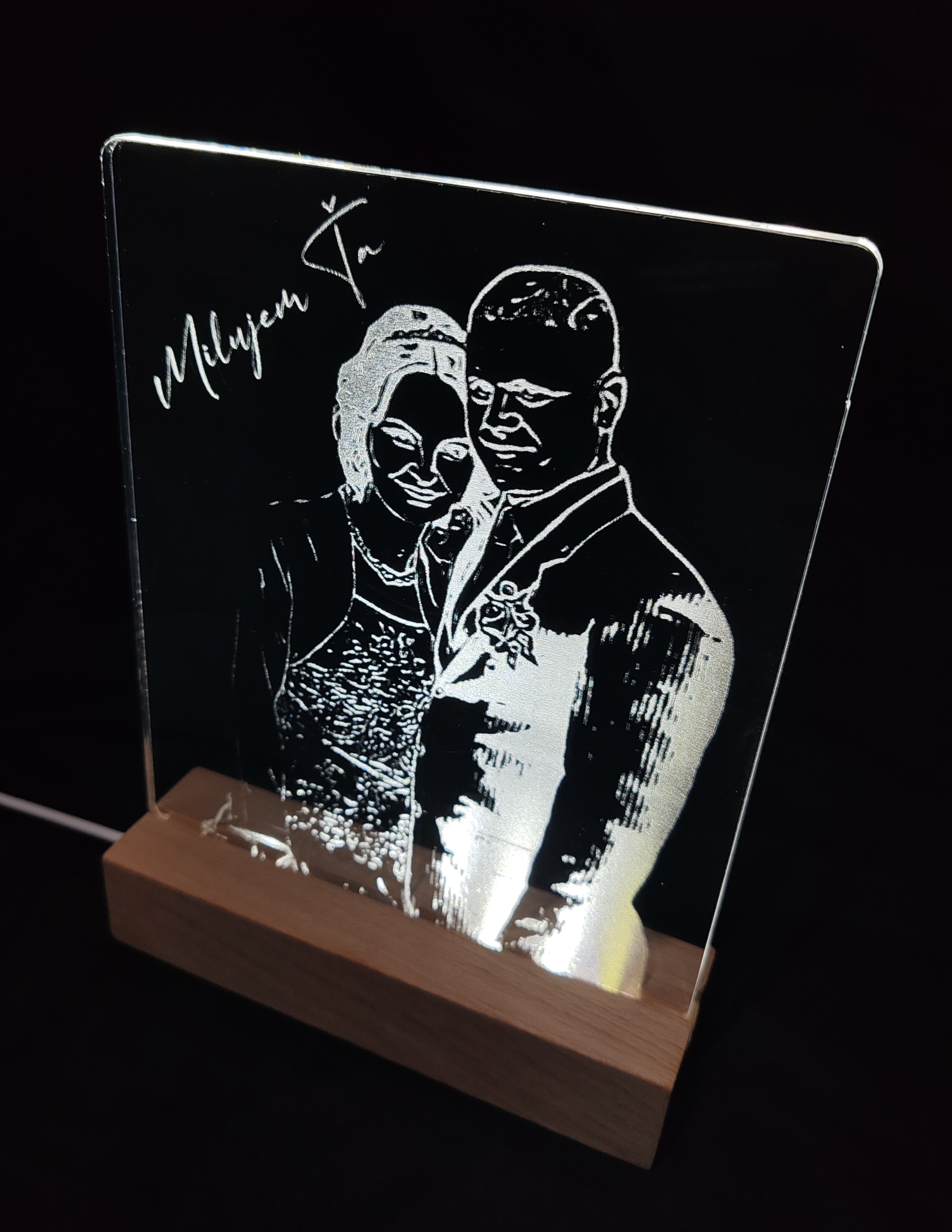 Nočná lampa s kreslenou fotografiou 20x15cm