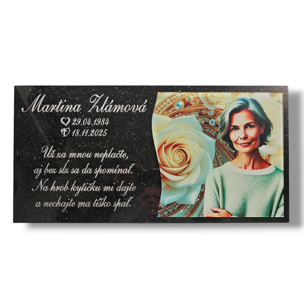 Exkluzívna žulová platňa so sklom 60x30cm